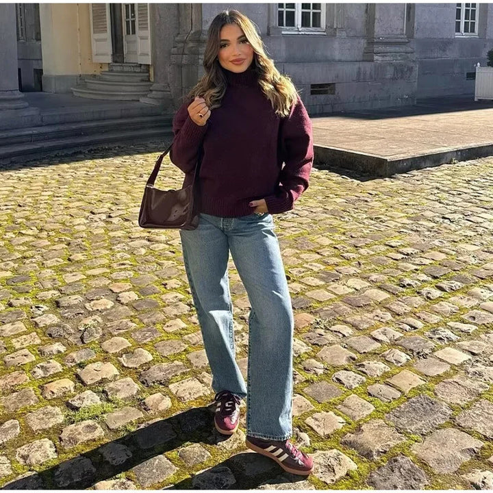 Damen Rollkragenpullover aus weicher Strickware Drune