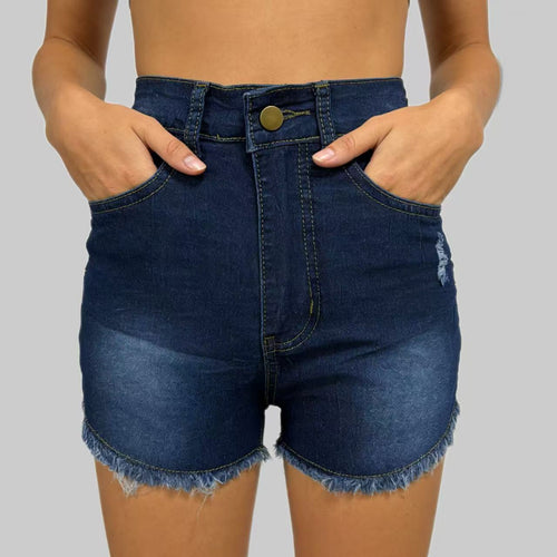 Damen Hochgeschnittene Denim-Shorts im angesagten Fransen-Look Drune