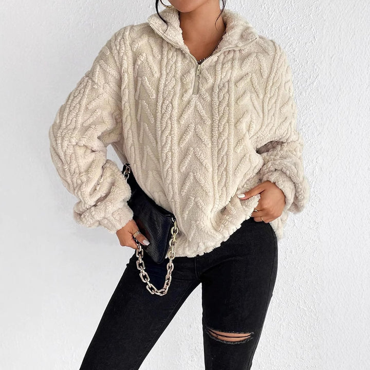 Damen kuscheliger Pullover mit hohem Kragen Drune