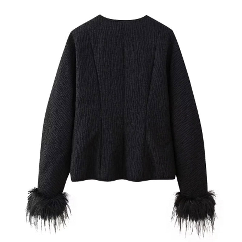 Damen trendige Steppjacke mit voluminösen Federn Drune