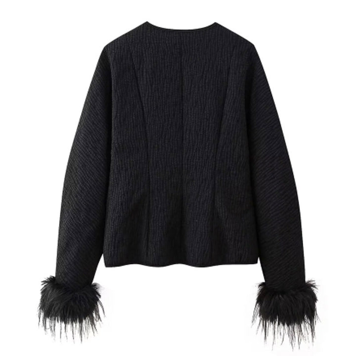 Damen trendige Steppjacke mit voluminösen Federn Drune