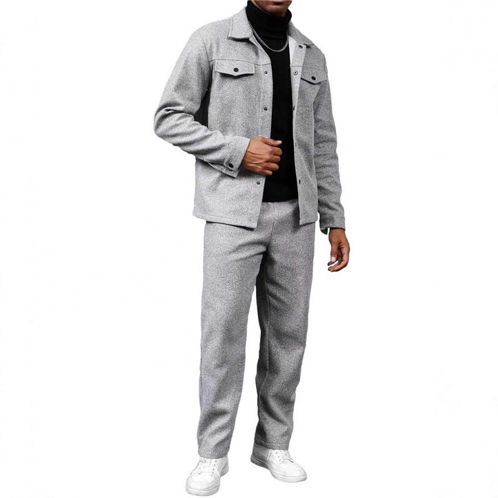 Herren nan zweiteiliges Overshirt- und Relaxhose-Set aus weichem Baumwollfrottee mit Druckknopfleiste und Tunnelzug Drune