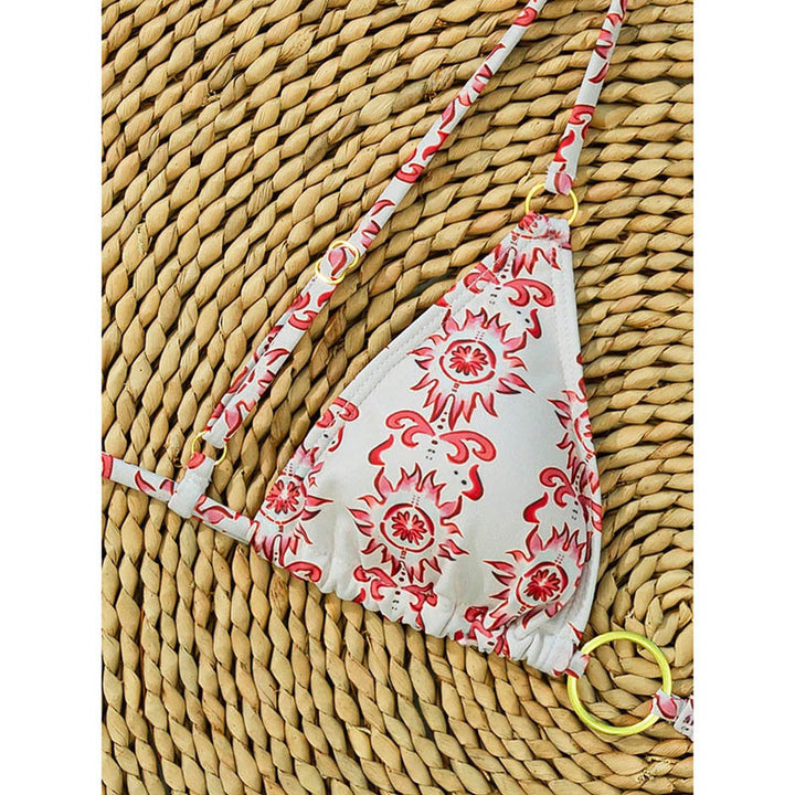 Damen Triangel-Bikini-Set mit dekorativen Ringdetails Drune