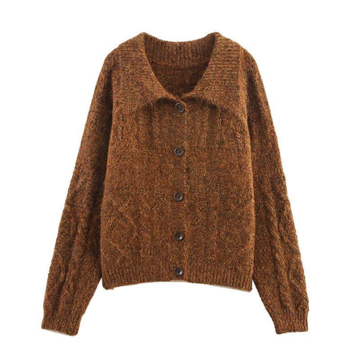 Damen Strickjacke mit modischem Kragen und Taschen Drune