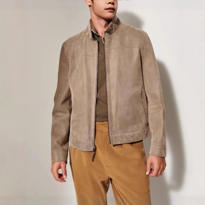 Herren Lederjacke im modernen Schnitt mit strukturiertem Obermaterial Drune