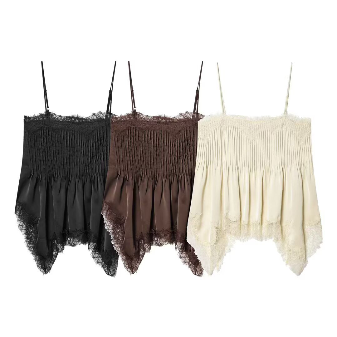 Damen Spitzen-Camisole mit elastischem Detail und fließendem Schnitt Drune