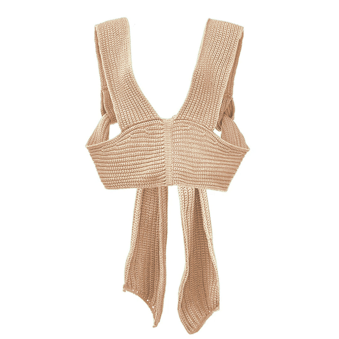 Damen gestricktes Crop-Top mit raffinierten Rückendetails Drune