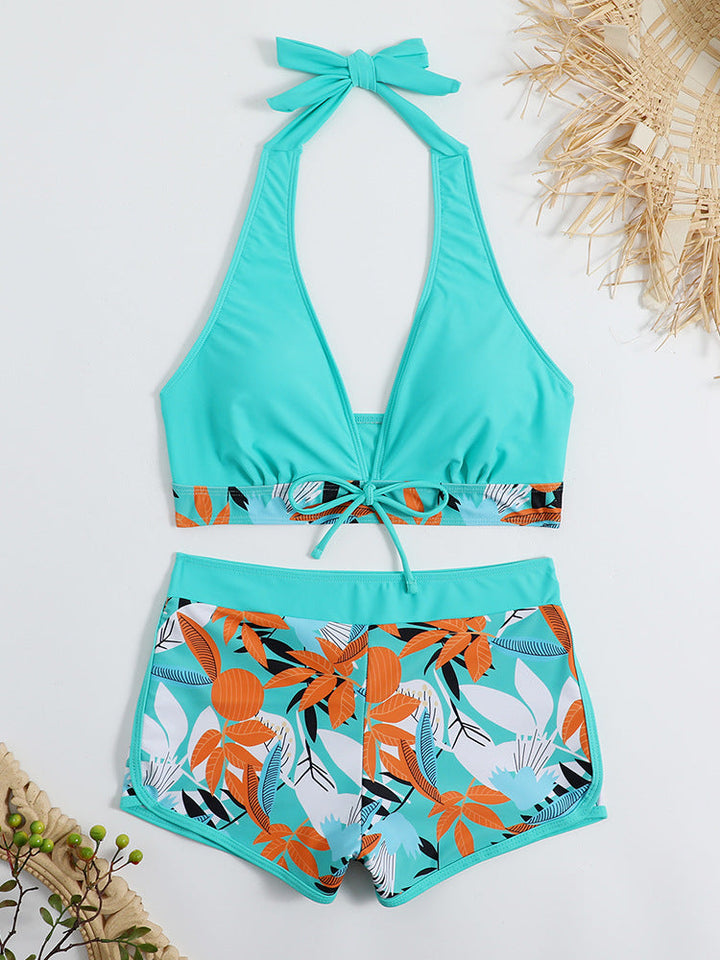 Damen Sportliches Bikini-Set mit verstellbarem Haltertop und Shorts Drune