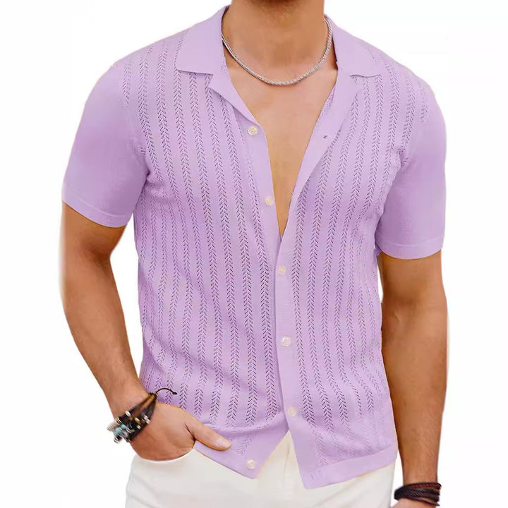 Herren Kurzarm Strickhemd mit strukturiertem Design Drune