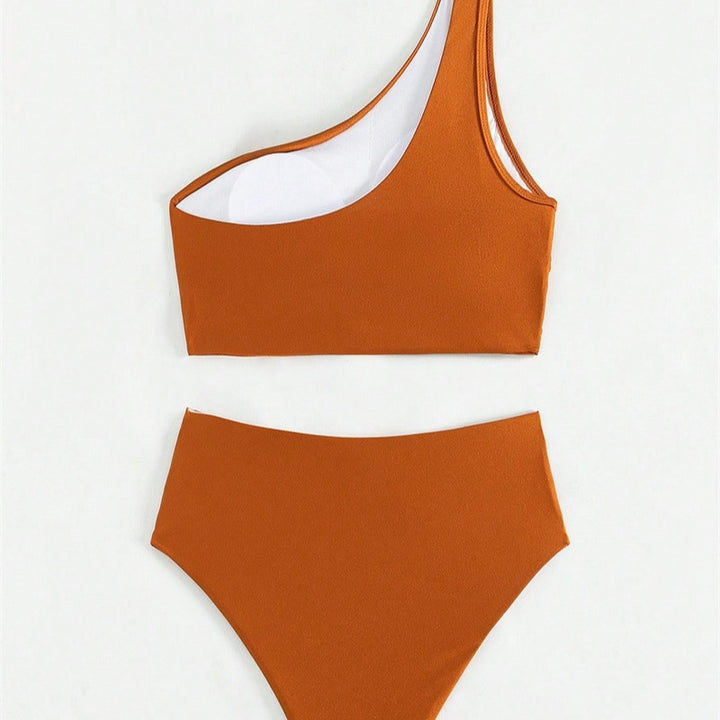 Damen High-Waist Bikini-Set mit asymmetrischem Oberteil Drune