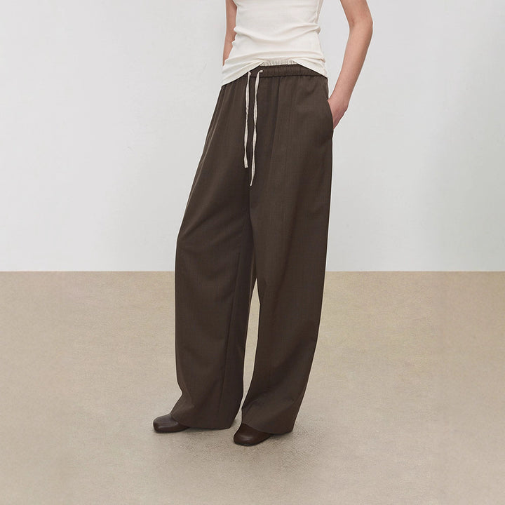 Damen weite Stoffhose mit elastischem Bund und praktischen Taschen Drune