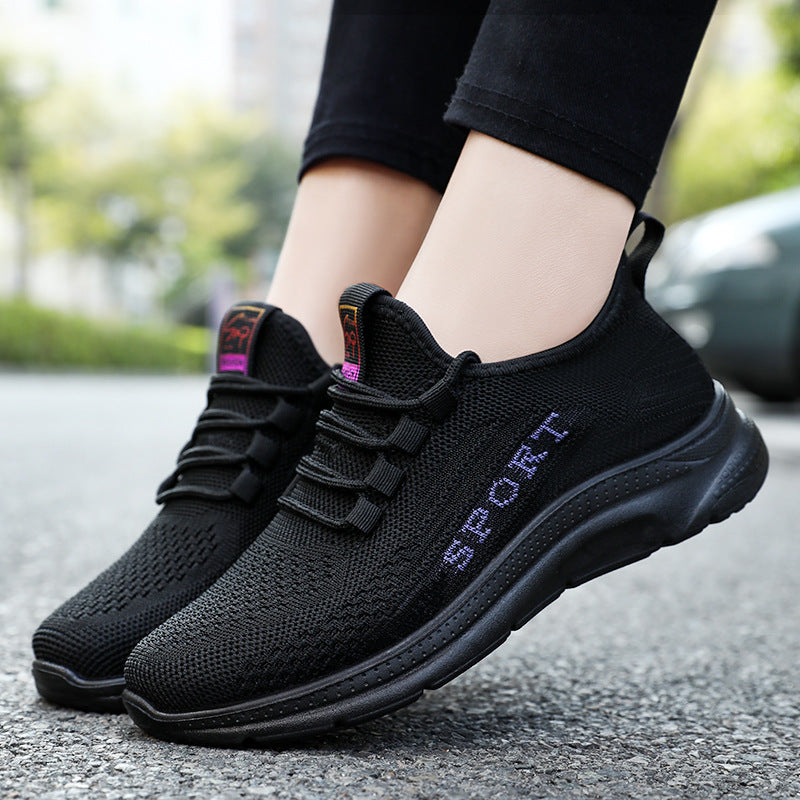 Damen nan atmungsaktive Strick-Sport-Sneaker mit elastischem Einstieg, gepolsterter Innensohle und flexibler EVA-Dämpfung Drune