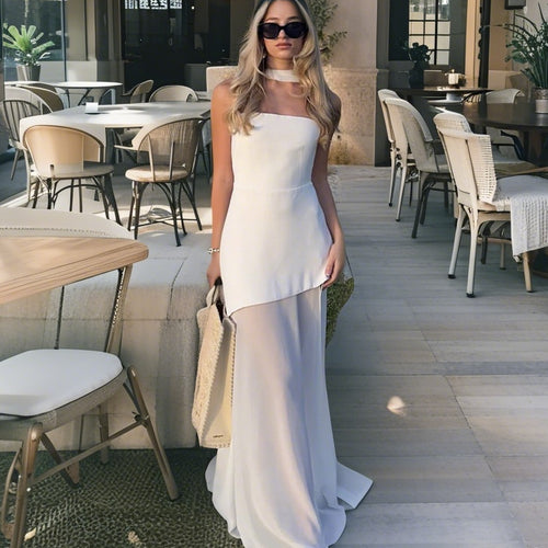 Damen schulterfreies Abendkleid mit asymmetrischem Schnitt und eleganter Drapierung Drune