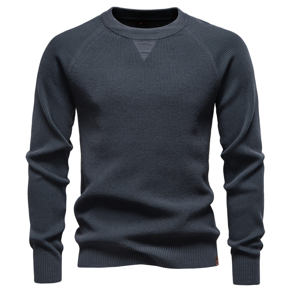 Herren nan mitteldicker Struktur-Strickpullover mit Raglanärmeln und Rippenbündchen Drune