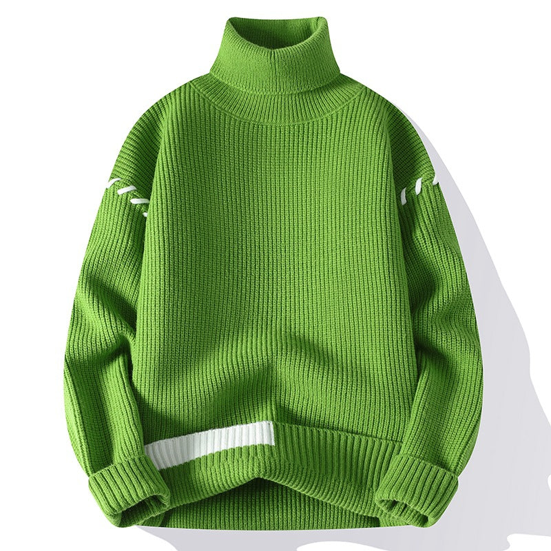 Damen Grober Rollkragenpullover mit dekorativen Ärmeldetails Drune