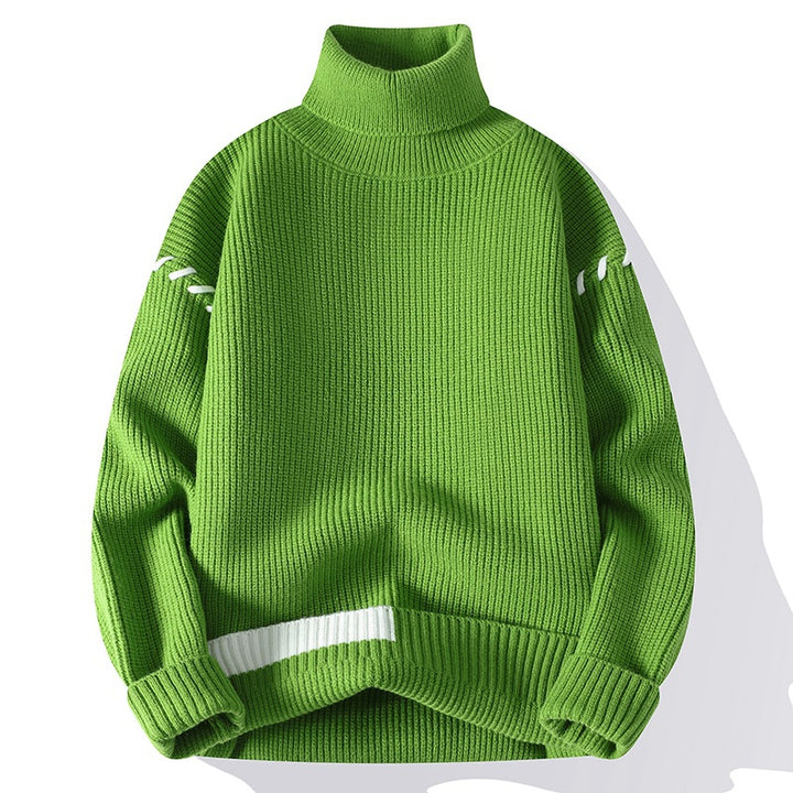 Damen Grober Rollkragenpullover mit dekorativen Ärmeldetails Drune