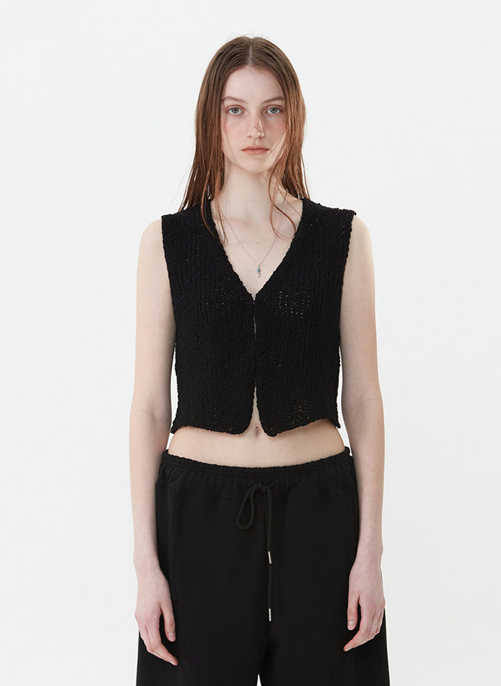 Damen luftiges Strickoberteil mit V-Ausschnitt und offener Front Drune