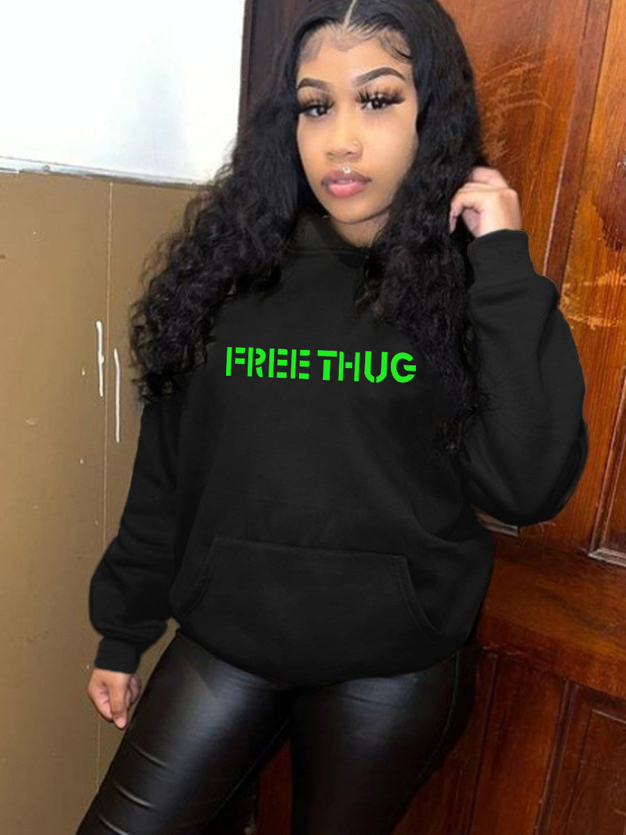 Damen Kapuzenpullover mit kreativem Grafikumdruck und bequemer Passform Drune