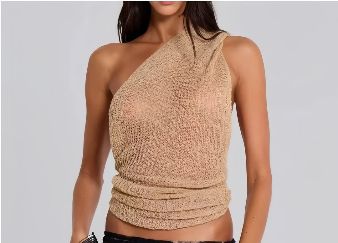 Damen Einseitiges Strickoberteil mit Rüschendetails Drune