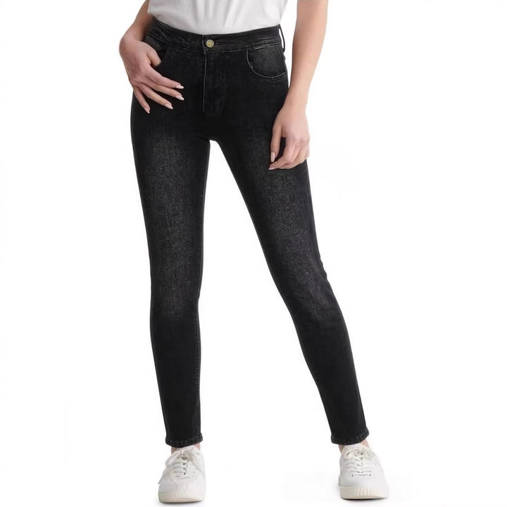 Damen Skinny Jeans im modernen Used-Look mit hohem Bund und elastischem Stretch Drune