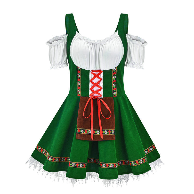 Damen nan Trachten-Minikleid mit geschnürtem Korsett, Spitzenunterrock und abnehmbarer Schürze Drune