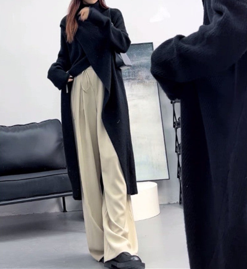 Damen Strickmantel mit hohem Kragen und asymmetrischem Schnitt Drune