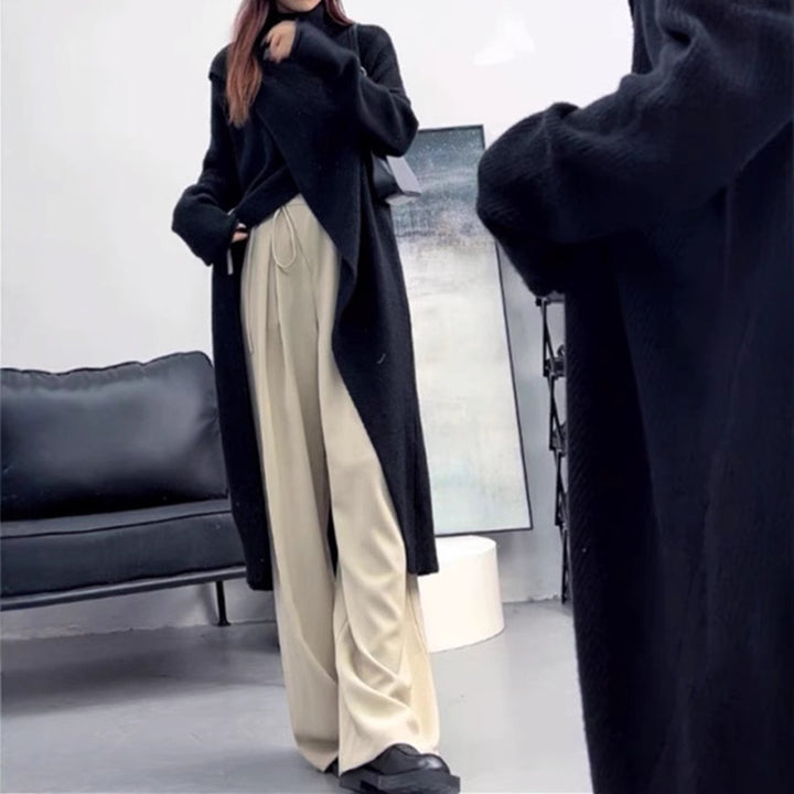 Damen Strickmantel mit hohem Kragen und asymmetrischem Schnitt Drune