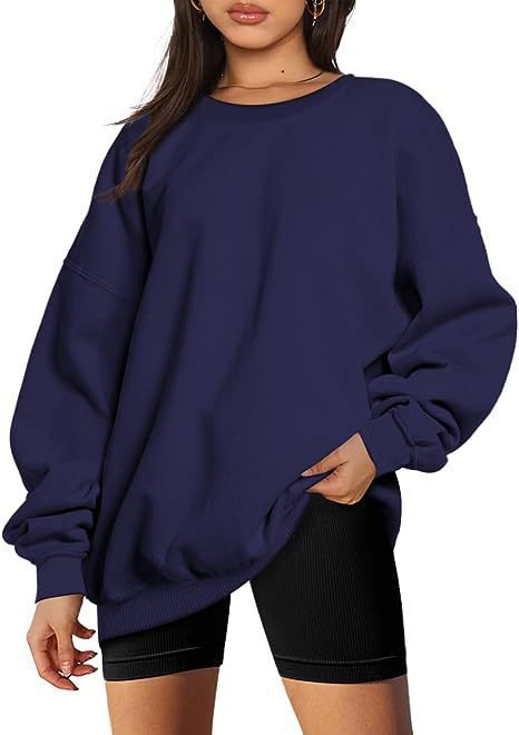 Damen nan Oversize-Sweater mit tiefem Schulterfall und gerippten Bündchen Drune