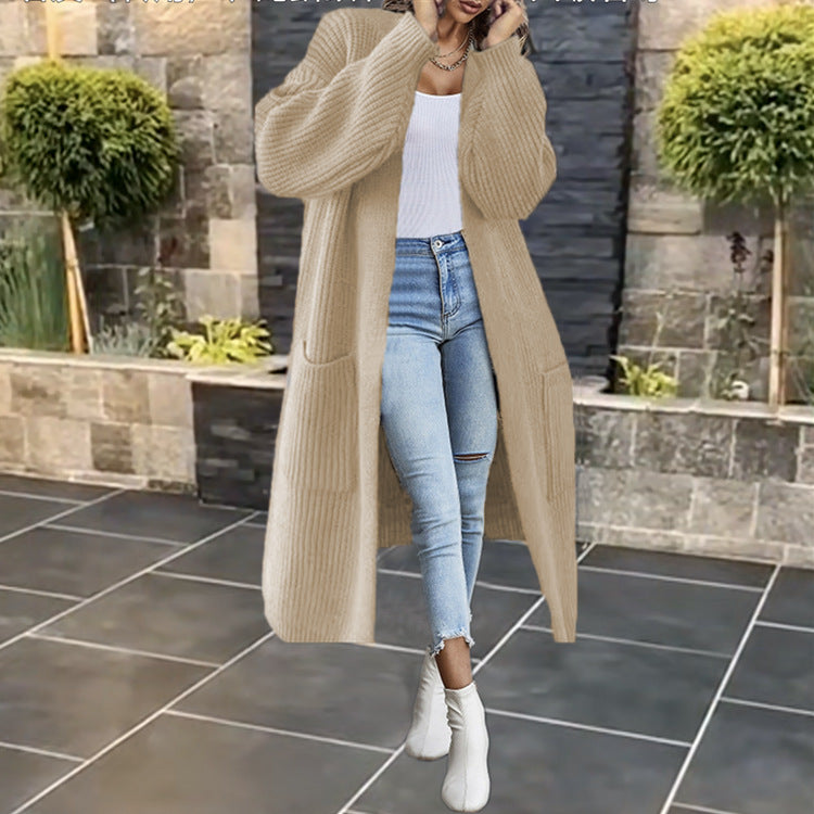 Damen Grobstrickcardigan mit tiefen Taschen und voluminösen Ärmeln Drune