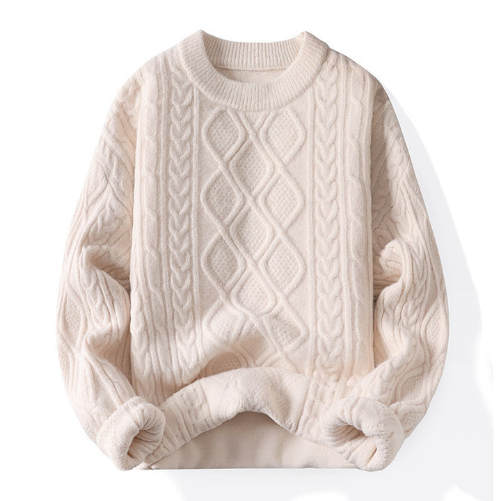 Damen Grobstrickpullover mit zeitgemäßem Zopfmuster und klassischem Rundhalsausschnitt Drune