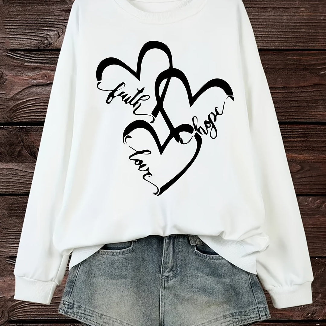 Damen Sweatshirt mit romantischem Herzmotiv und inspirierendem Aufdruck Drune