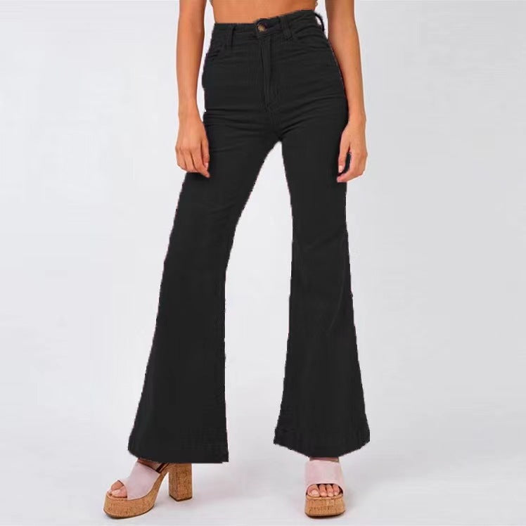Damen weite High-Waist Flared Jeans Drune