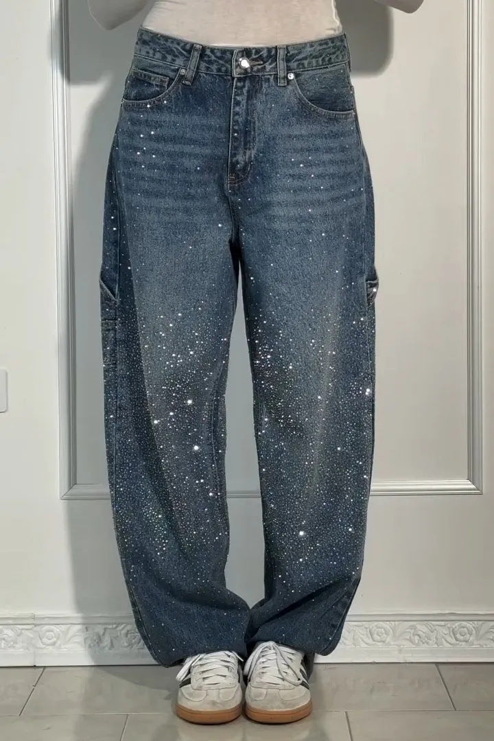 Femme Designer High-Waist-Jeans mit himmlischen Verzierungen Drune