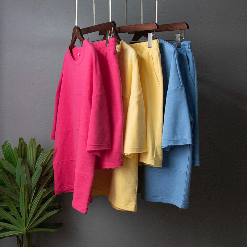 Damen Freizeitset mit lässigem T-Shirt und Shorts Drune