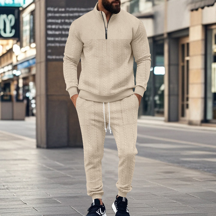 Herren nan Strukturiertes Halbzip-Sweatset mit Waffelstrick und konischer Jogginghose Drune