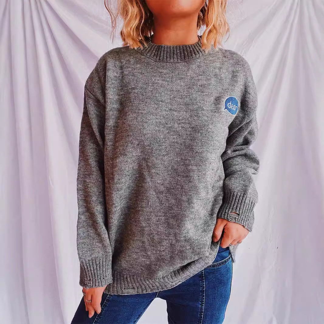 Damen pullover mit bunten Stickmotiven und lässigem Schnitt Drune