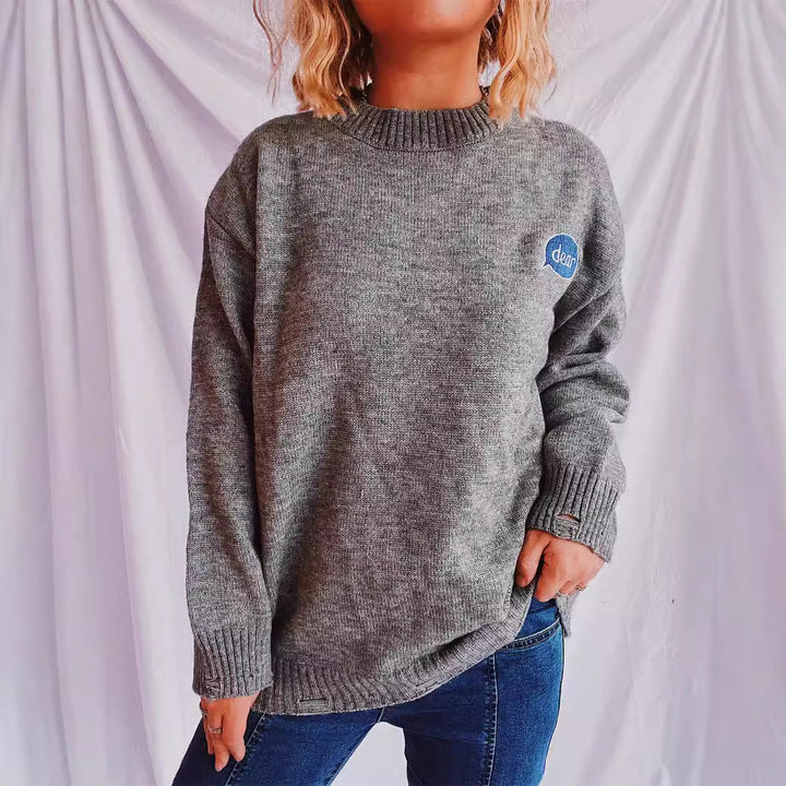Damen pullover mit bunten Stickmotiven und lässigem Schnitt Drune