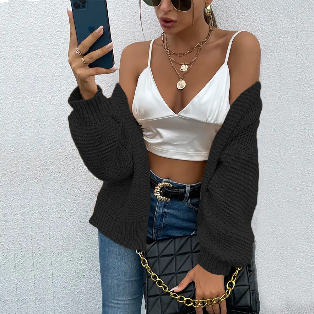 Damen Grobstrickjacke mit oversized Ärmeln und offener Front Drune