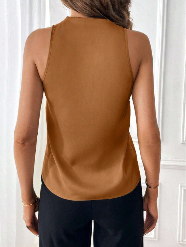 Damen elegantes Seidentop mit V-Ausschnitt und figurbetontem Schnitt Drune