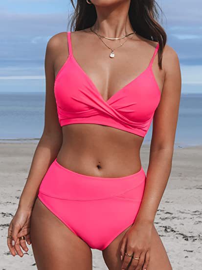 Damen Bikiniset mit hohem Bund und Wickel-Oberteil Drune