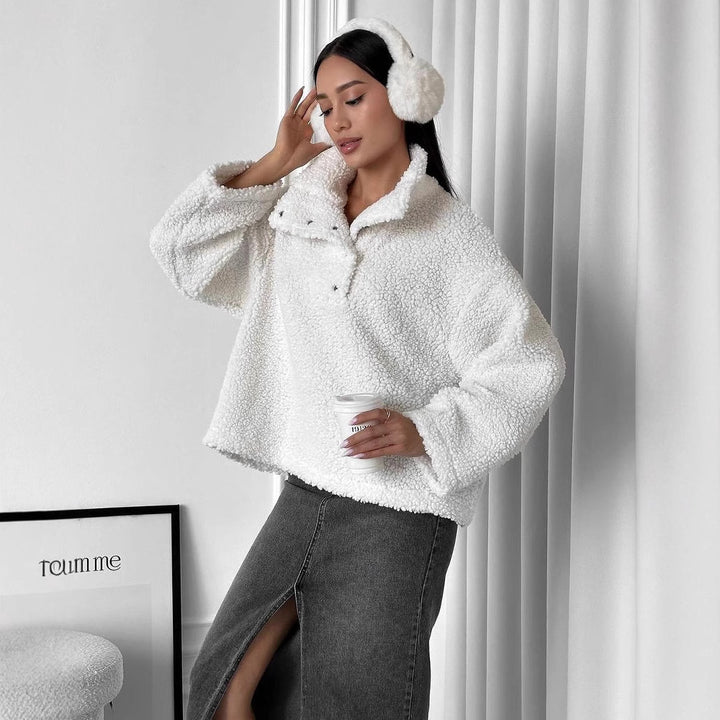 Damen Kuscheliger Fleece-Pullover im Casual-Style Drune