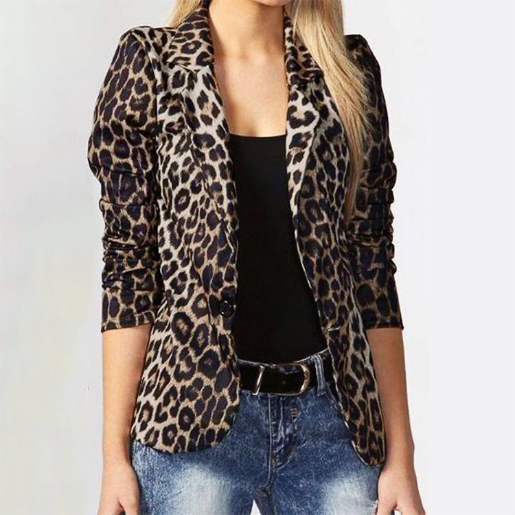 Damen Eleganter Blazer im trendigen Leopardenmuster Drune