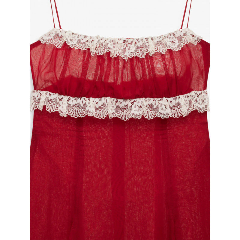 Damen Fließendes Midi-Kleid mit raffinierten Rüschendetails Drune