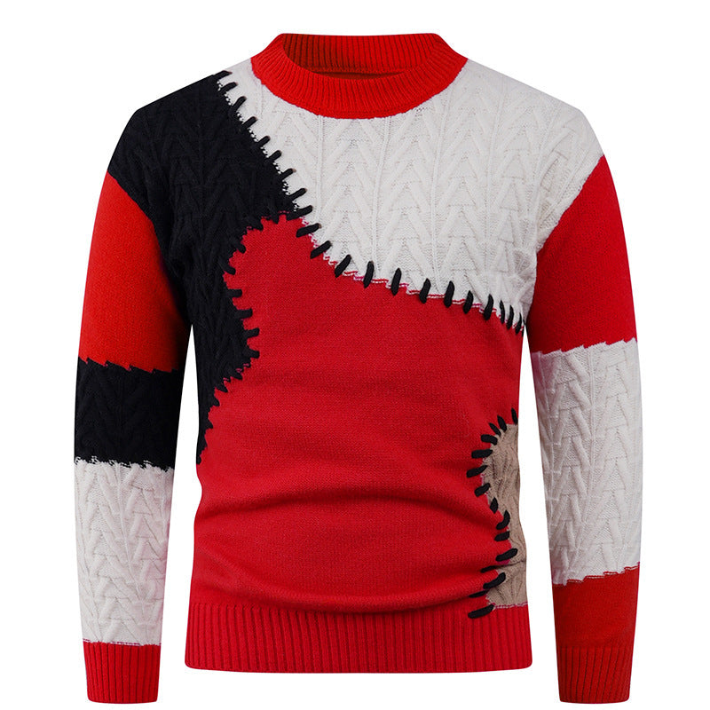 Herren modischer Pullover mit einzigartigem Patchwork-Design Drune
