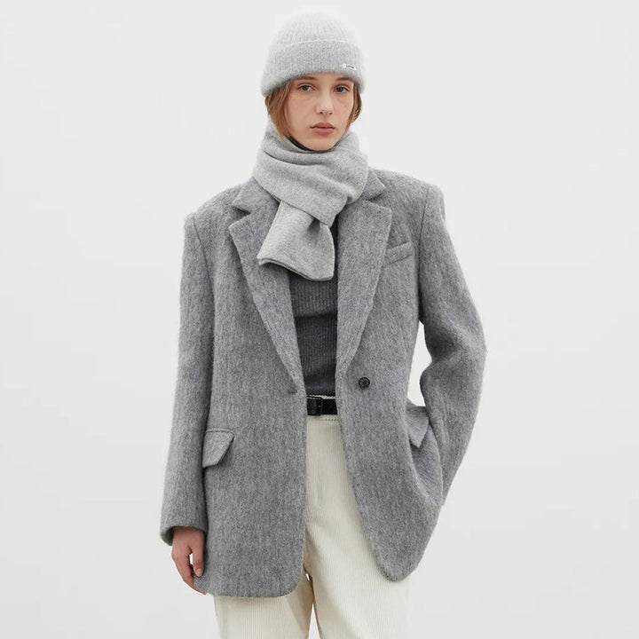 Damen Eleganter und kuscheliger Wollblazer mit modernem Schnitt Drune