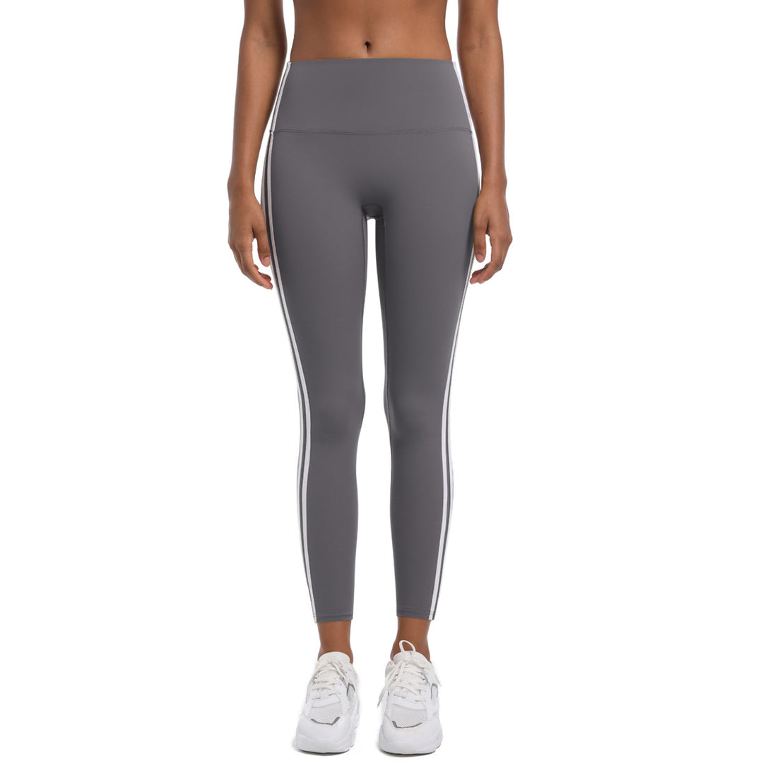 Damen Hochtaillierte Sportleggings mit atmungsaktivem Material und seitlichen Streifen Drune