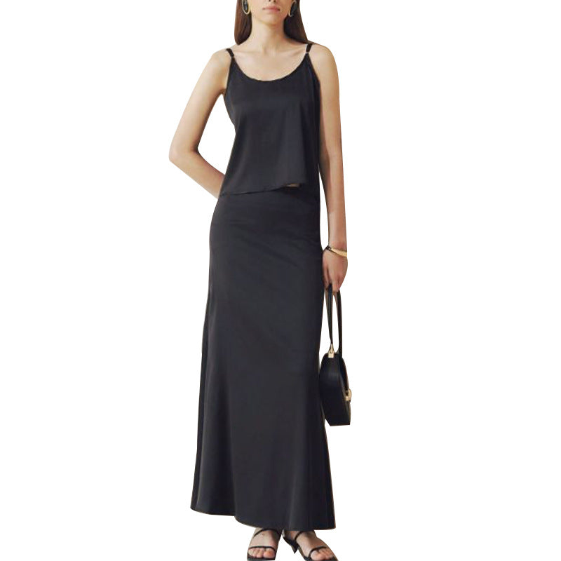Damen Maxikleid mit schwingendem Rock und elegantem Ausschnitt Drune
