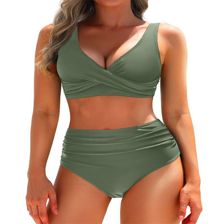 Damen Hochgeschnittener Bikini mit eleganter Wickeloptik und figurformendem Design Drune