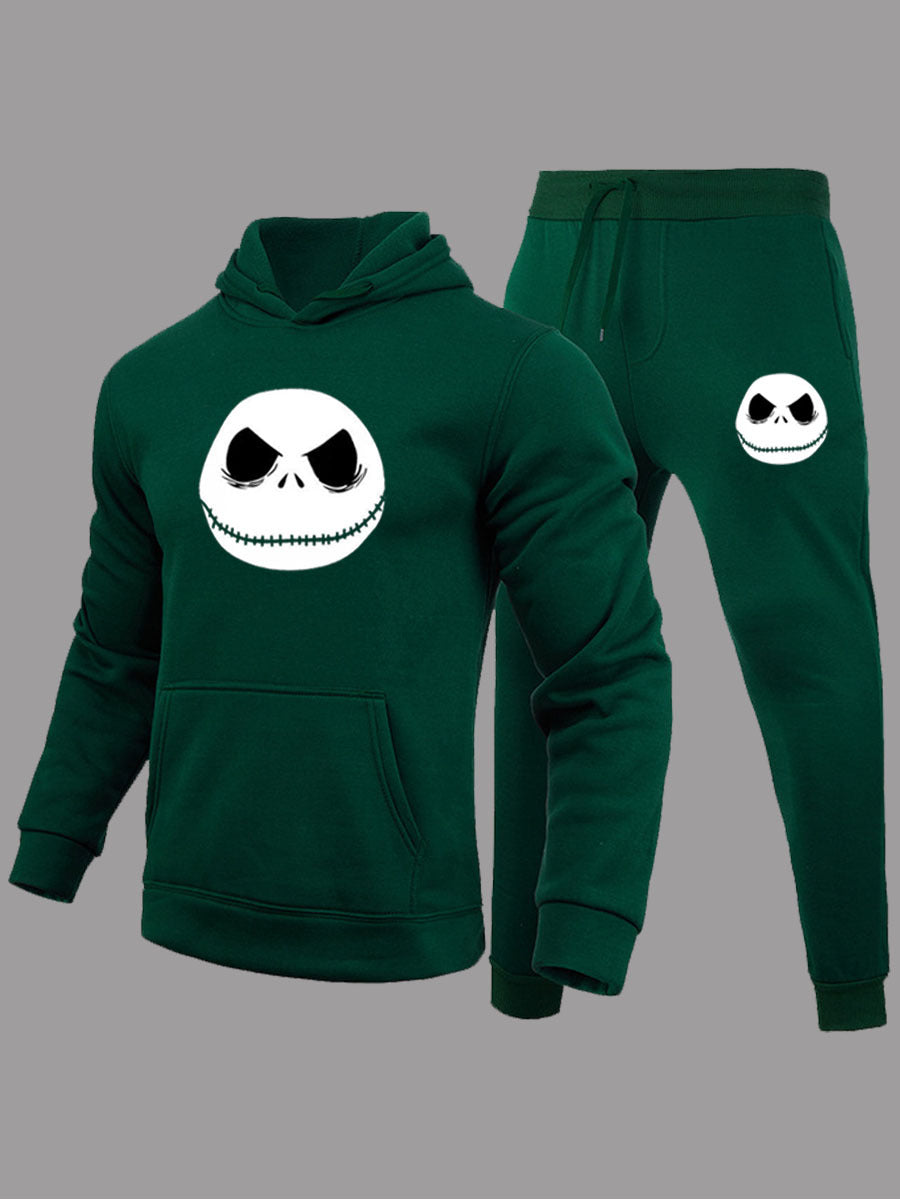 Damen Sportliches Hoodie- und Jogginghose-Set mit Jack Skellington-Motiv Drune