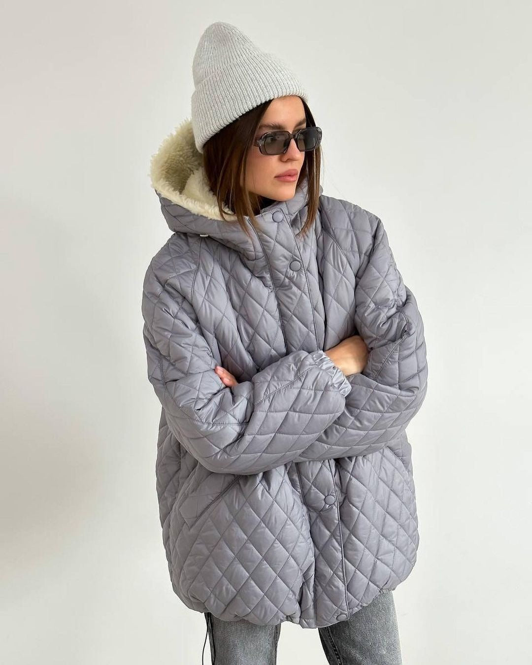 Damen Gesteppter Parka mit einem hohen Kragen und weichem Innenfutter Drune